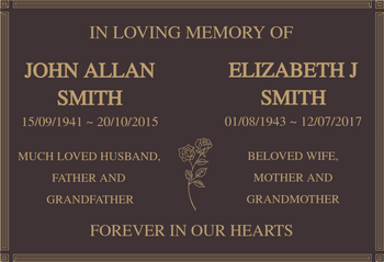 Quality Bronze Plaque Extra Design for Two Names 220mm x 150mm